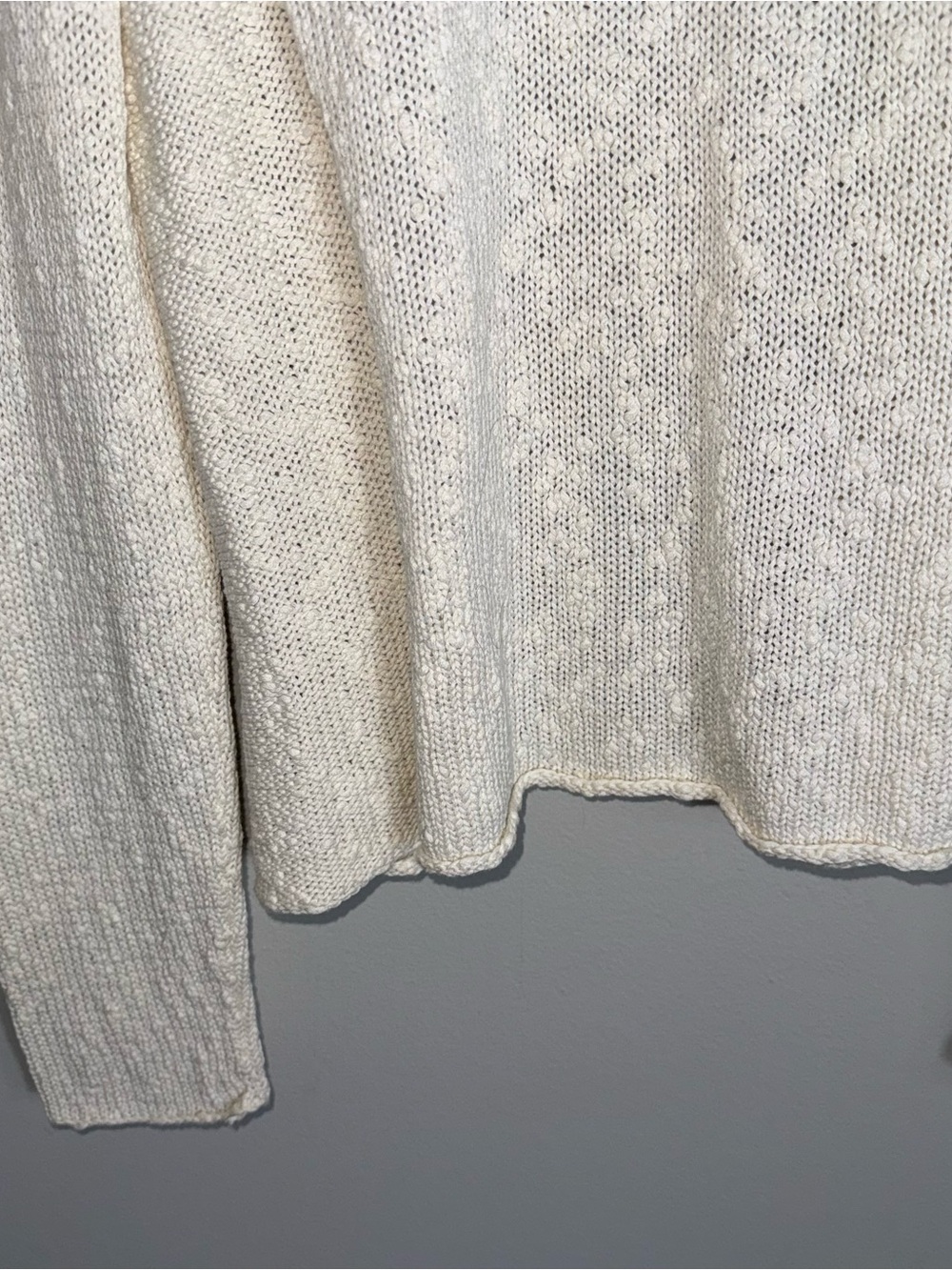 Eileen Fisher 100% Cotton Open Front Cardigan Sweater-Long Sleeve-Ivory-Small - Picture 9 of 9